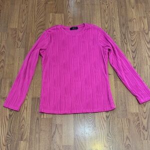Pink Textured Long Sleeve Women's Top